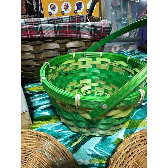 Lot of 9 Wooden / Wicker decorative baskets - Picture 4 of 12